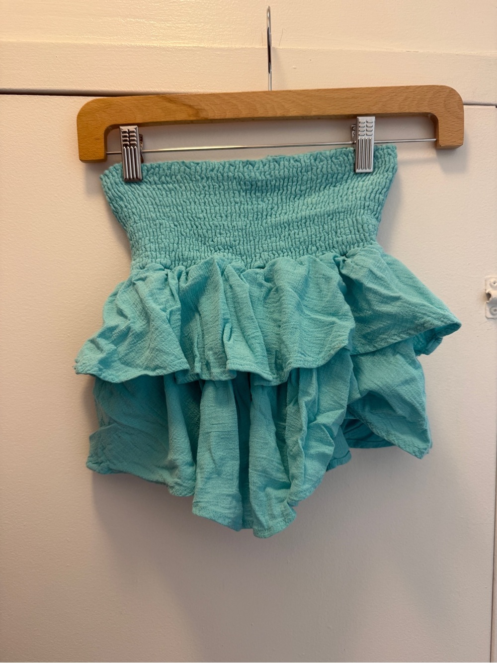 Yana K Smocked Ruffle Skort in Turquoise
